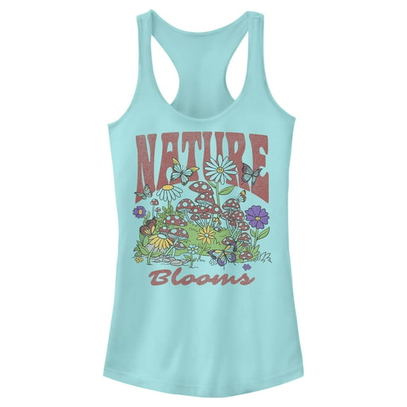 Junior's Lost Gods Nature Blooms Racerback Tank Top Cancun Medium