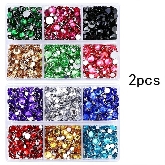 BZCOE 10000Pcs Colorful Rhinestones for Crafts Shoes Clothes, Mix Colors Flatback Rhinestone for Nails, Flat Back Diamond Tumbler Bedazzling Kit, Mixed 2/3/4/5/6Mm Glue Fix Rhinestone Gems