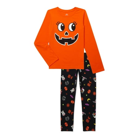 Halloween Girls Graphic Top and Leggings Outfit Set, 2-Piece, Sizes 4-18
