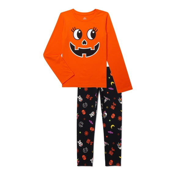 Halloween Girls Graphic Top and Leggings Outfit Set, 2-Piece, Sizes 4-18