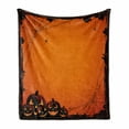 thumbnail image 1 of Halloween Soft Flannel Fleece Blanket, Grunge Spider Web Jack O Lanterns Horror Time Of Year Trick Or Treat Print, Cozy Plush for Indoor and Outdoor Use, 50" x 70", Orange Seal Brown, by Ambesonne, 1 of 6