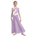 thumbnail image 2 of inlzdz Kids Girls Lyrical Dance Dress Halter Sleeveless Overlay Chiffon Tulle Skirt Contemporary Dancewear Purple 16, 2 of 6