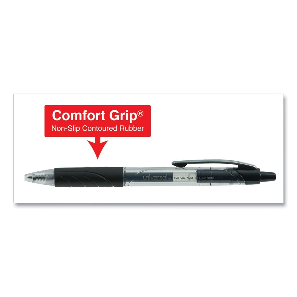 Medium 0.7 mm, Retractable, Comfort Grip jel Pen - Black /Clear (36/Pack)