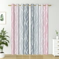 thumbnail image 6 of Nanqianyi Ombre Pink and Grey Blackout Curtains for Bedroom, White Wave Striped Gradient Thermal Insulated Drapes with Grommet, 2 Panels, 42x96 inches, 6 of 11
