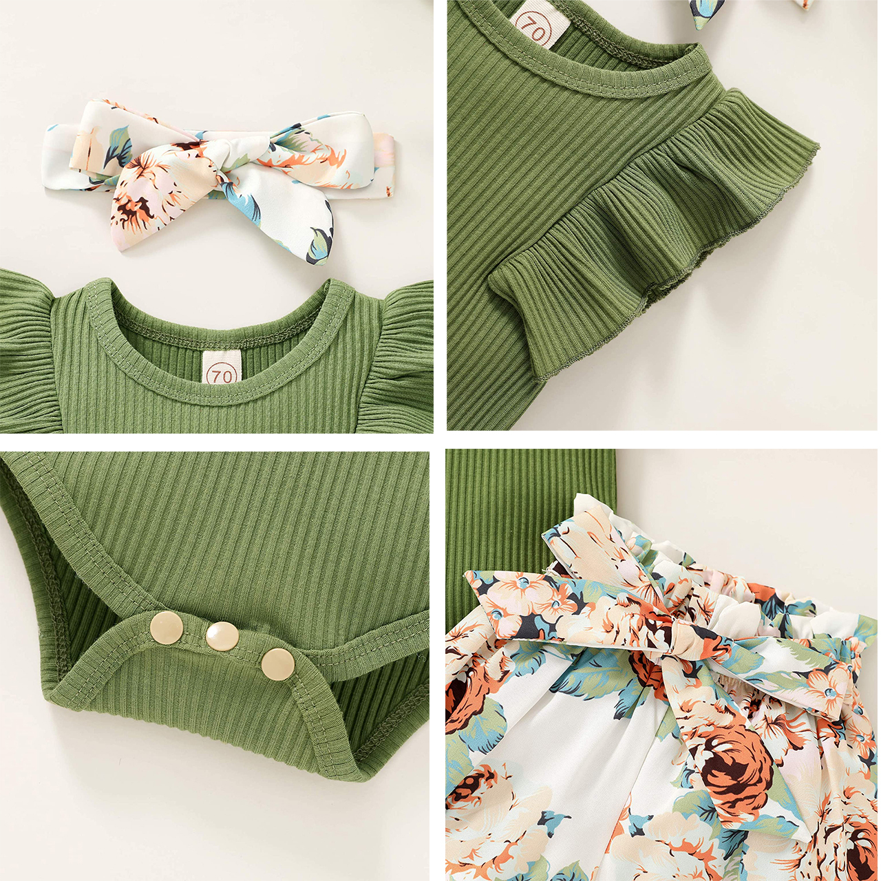 Younger Tree Baby Girl Summer Romper Outfit Set photo 3