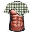 thumbnail image 4 of Jinhomg Mens Funny Party Tops Novelty Funny 3D Muscle Plaid Print T-Shirts Big and Tall Comfy Short Sleeve Crew Neck Tees 2025 Fashion Tops Spring Saving White XXXL, 4 of 5