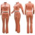 thumbnail image 5 of Women Casual 2 Piece Outfit Tracksuits High Waist Flared Pant Workout Sets with Pockets, 5 of 6