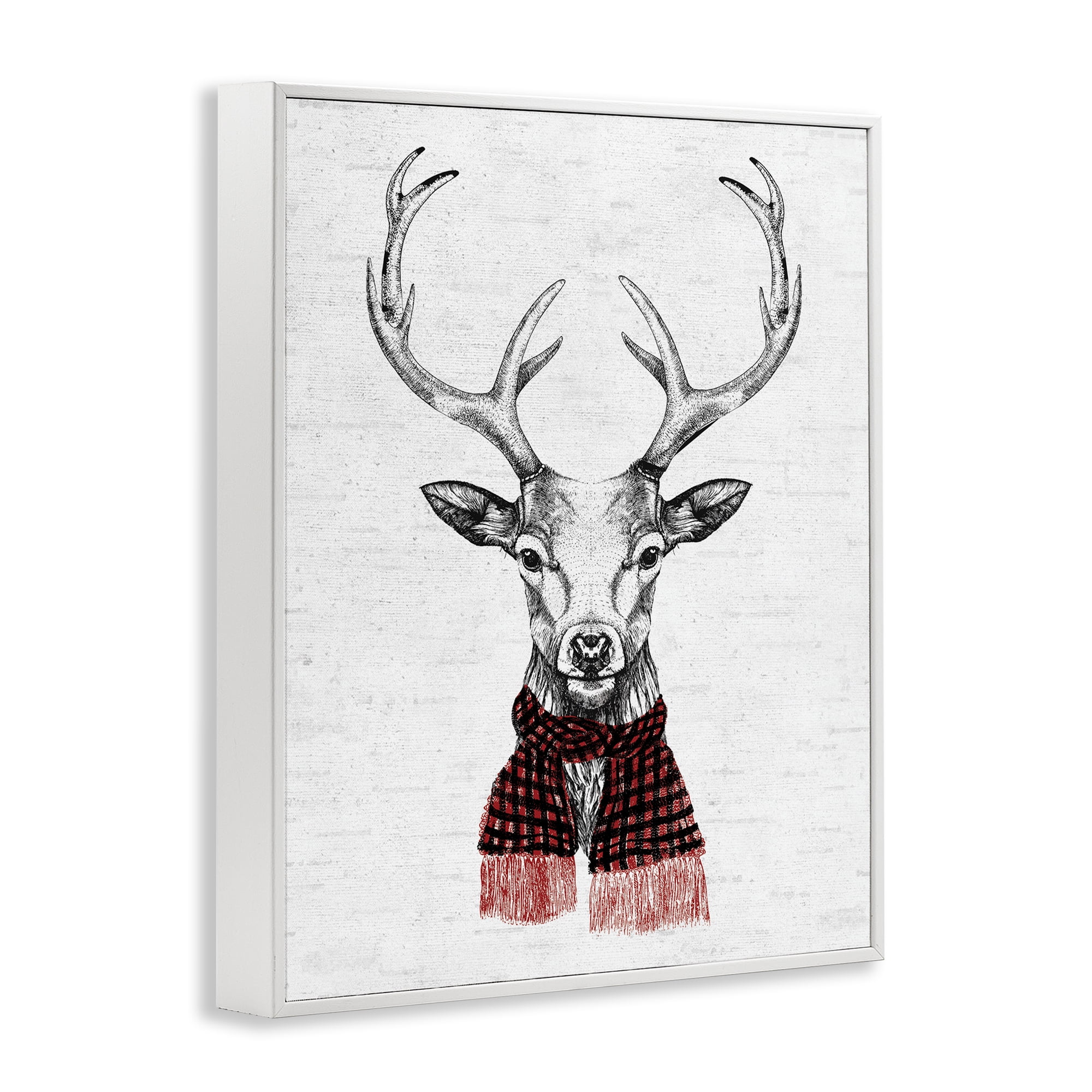 Stupell Industries Holiday Deer with Scarf Animals & Insects Painting White Framed Art Print Wall Art, 16 x 20