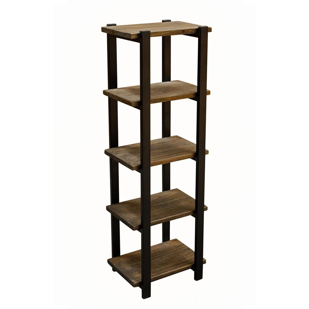 Pomona 48"H Metal and Solid Wood Bath Floor Storage Shelf