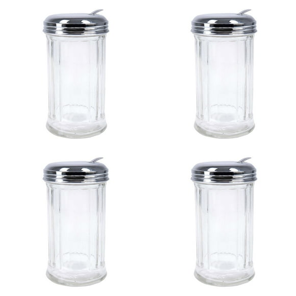 Large Capacity Seasoning Bottle Sugar Shaker Dispenser Airtigh Thick Glass Sugar Pourer Container with Pour Lid, Powdered Creamer Dispenser for Coffee Bar, Pepper 1/2/3/4 PCS