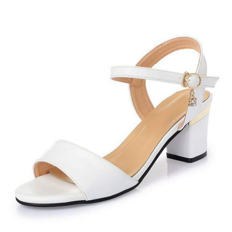 Office white heeled sandals clearance