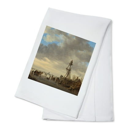 - Ice Scene near a Wooden Observation Tower - Masterpiece Classic - Artist: Jan van Goyen c. 1646 (100% Cotton Kitchen Towel)