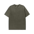 thumbnail image 4 of Domuza Mens Cotton T-Shirts Oversized Short Sleeves Wash Baggy Casual Tees Workout Solid Summer Tops Army Green 5XL, 4 of 4