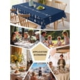 thumbnail image 5 of Rustic Botanical Table Cloth, Waterproof Tablecloth for Rectangle Tables, Japanese Herb on Navy Blue Simple Art Reusable Washable Fabric Table Cover for Restaurant Kitchen Dining Tables 54"x108", 5 of 9
