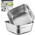 thumbnail image 1 of Juego de lavabo y colador cuadrado de acero inoxidable: tina de cocina multifuncional para fregadero, cesta de cocina con orificios de drenaje uniformes para un enjuague eficiente, 1 of 6