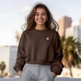 thumbnail image 3 of Dalix Cappuccino Embroidered Fleece Relaxed Boxy Fit Long Sleeve Crewneck Sweatshirt Womens in Brown XL X-Large, 3 of 5
