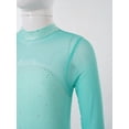 thumbnail image 5 of TiaoBug Kids Girls Mesh Long Sleeve Figure Skating Dress Rhinestone Ballet Dance Leotard Dress Mint Green 14, 5 of 7