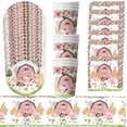 thumbnail image 4 of Decoraciones de cumpleaños con temática de granja rosa, vajilla desechable para compartir bebés, mantel de animales de dibujos animados, suministros de fiesta para niños, 4 of 4