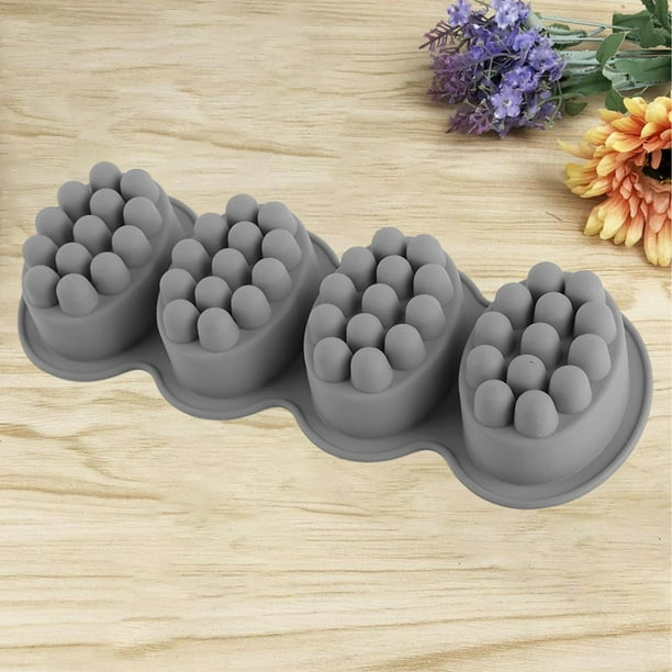 Molde de jabón de barra de masaje ovalado, molde de jabón de silicona de grado alimenticio de 4 cavidades hecho a mano para pastel, Chocolate, dulces, gris Macarena moldes de jabón