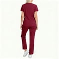 thumbnail image 4 of WULMLEO Womens Scrub Sets 2 Piece Short Sleeve Soft Comfortable Scrubs Outfits Stretch V Neck Casual Nurse Uniform Shirts and Joggers Petite Working Medical Nursing Workwear Wine L, 4 of 5