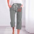 thumbnail image 2 of Pantalones de Mujer Casual, Impresión Elástica Suelta Pantalones de Pierna Ancha Recta con Bolsillo Hecho de Poliéster Suave para Toda la Temporada, Pantalones de Pierna Ancha de las Mujeres, 2 of 4
