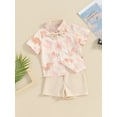 thumbnail image 4 of Elippeo Baby Kids Boys Shorts Set 6 12 18 24 Months 3 4 Years Short Sleeve Leaves Deer Tiger Print Shirt with Shorts Summer Outfit, 4 of 10