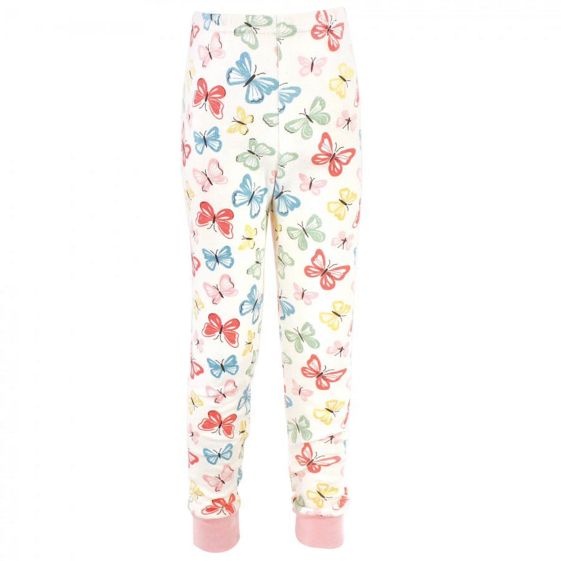 Touched by Nature Toddler and Kids Girl Organic Cotton Tight-Fit Pajama Set, Butterflies, 5 Toddler