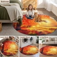 thumbnail image 5 of Round Rugs 4Ft, Fall Thanksgiving Round Area Rug Washable Indoor Throw Carpet, Red Orange Sunrise Forest Autumn Soft Non Slip Circle Rug for Kitchen Nursery Room Home Decor Aesthetic, 5 of 8