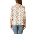 thumbnail image 3 of INSPIRE CHIC Hauts pour Femmes Manches 3/4 Ourlet à Volants Chemisier en Mousseline Florale Blouses TG Blancs, 3 of 6