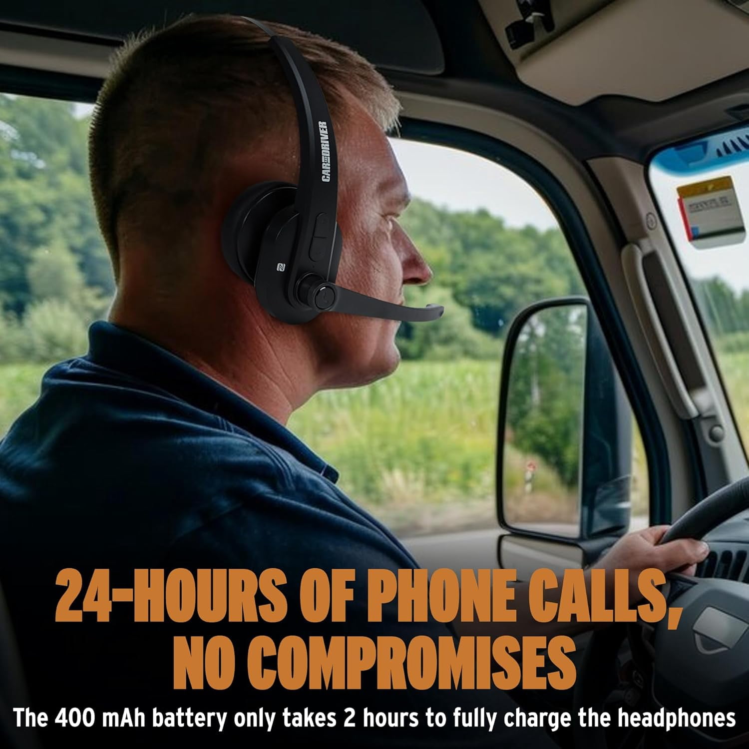 Car and Driver Trucker Bluetooth Headset, Wireless Headset Noise Canceling Headphones with Microphone, Home Office, Zoom, Call Center, Clear Highway | Siri, Alexa, Google Compatible