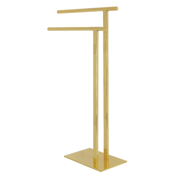 Kingston Brass SCC6032 Edenscape 32-7/16 Inch Freestanding Pedestal 2-Tier L-Shape Towel Rack in Polished Brass