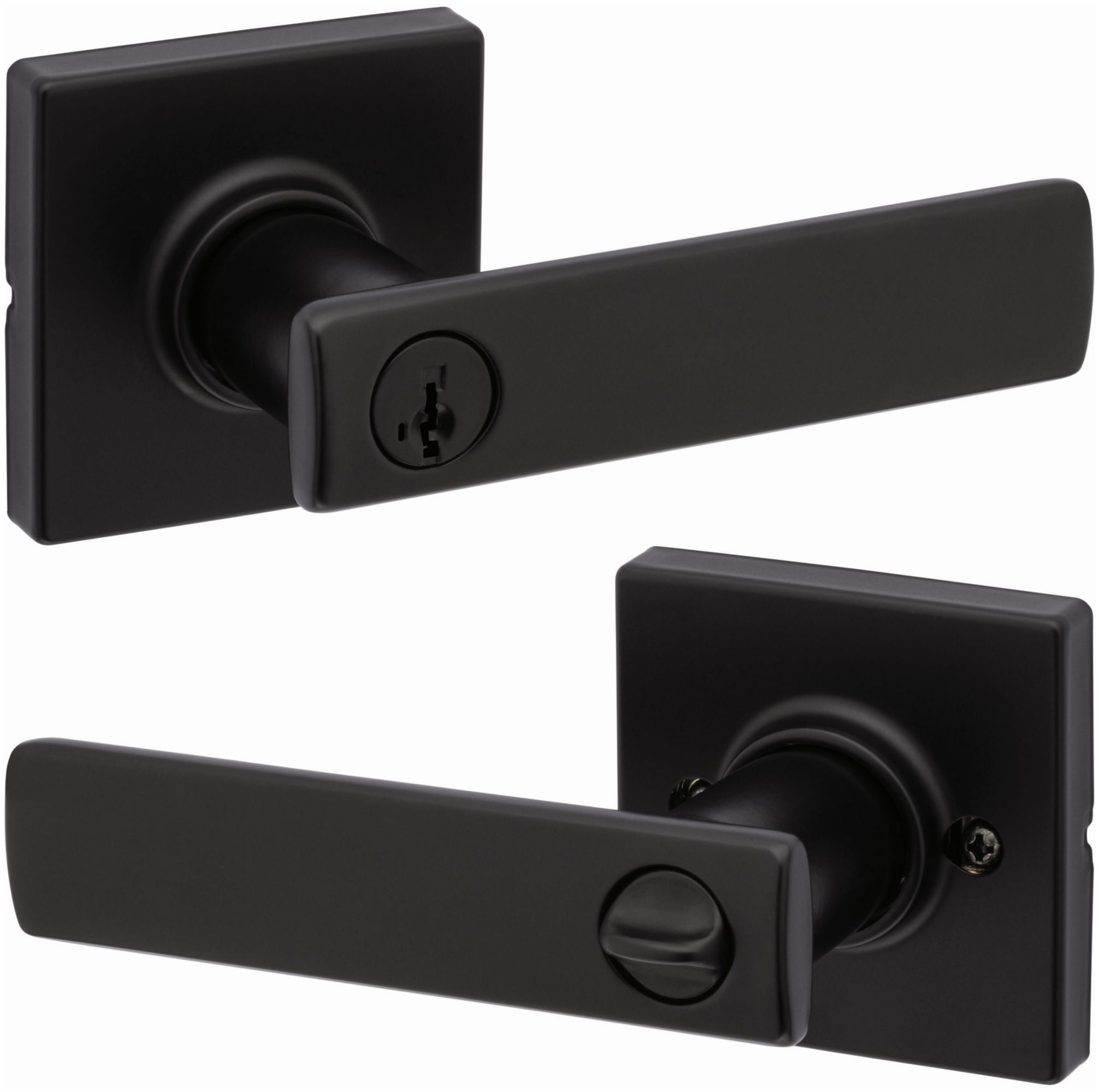 Kwikset Breton Square Keyed Entry Lever Door Handle Sets featuring SmartKey Technlogy and