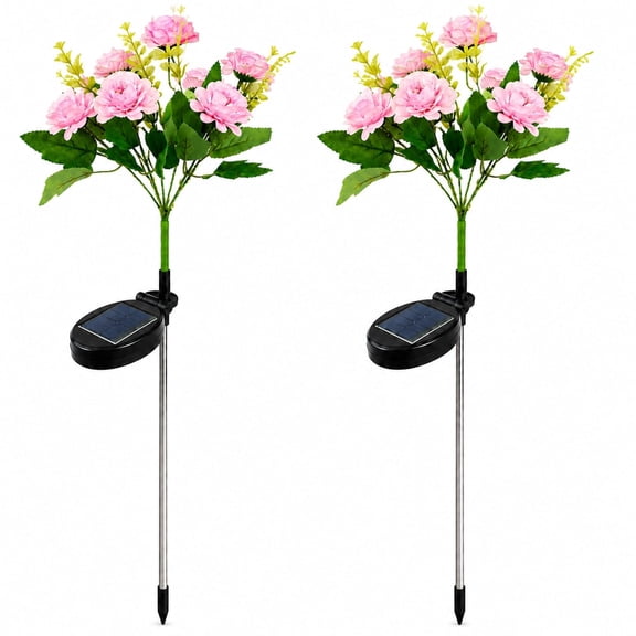 Solar Garden Lights Outdoor Decor, Solar Flowers Decorative Lights, Cemetery Decorations for Grave, Color Changing Waterproof Solar Lights for Outside Yard, Patio, Decor, Gifts Hibiscus Pink