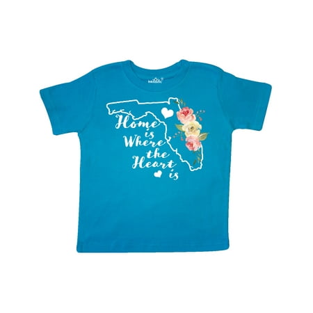 

Inktastic Florida Home is Where the Heart is with Watercolor Floral Gift Toddler Boy or Toddler Girl T-Shirt