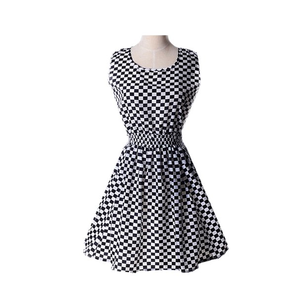 Mini vestido corto de noche de fiesta con estampado floral de gasa sin mangas para mujeres y niñas Noticed FS1635-44