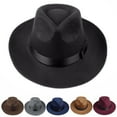 thumbnail image 2 of Mightlink Sun Visor Men Women Hard Felt Wide Brim Fedora Panama Hat Autumn Vintage Cap, 2 of 7