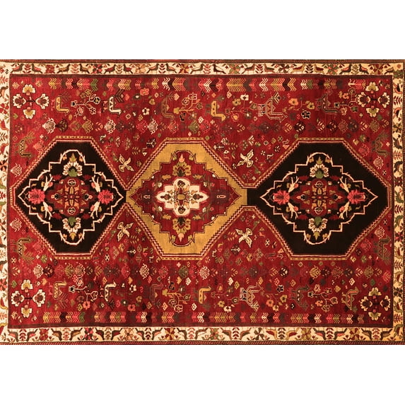 Ahgly Company Indoor Rectangle Persian Orange Traditional Area Rugs, 6' x 9'