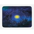 thumbnail image 1 of Constellation Bath Mat, Collection of Zodiac Signs in a Geometric Circle Horoscopes Sun, Non-Slip Plush Mat Bathroom Kitchen Laundry Room Decor, 29.5 X 17.5 Inches, Pale Blue Indigo Yellow, Ambesonne, 1 of 2