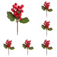 thumbnail image 1 of Décorations de Noël Fleurs Artificielles Tiges de Baies Rouges Artificielles avec Feuilles Vertes Pics de Baies Réalistes pour Couronne Maison Bricolage Arbres de Noël Centres de Table de Mariage, 1 of 5