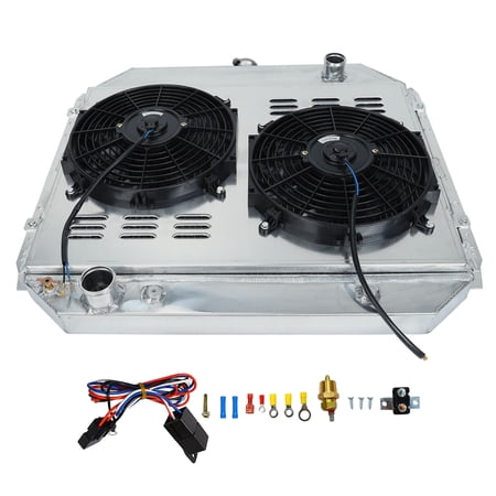 433 3 Row Radiator +Shroud Fan+Relay Kit For 1966-1979 Ford F150 F250 F350 Bronco V8