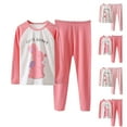 thumbnail image 3 of Odeerbi Kids Boys Cotton Clothes Fall Winter Thermal Outfits Set Summer Pajamas Cartoon Printed Raglan Shirts Two Piece Set Sleepwear Newborn Underwear Set Pink-2, 3 of 3