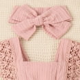 thumbnail image 3 of WIBACKER Baby Girls Cotton Jacquard Playsuits Ruffled Bodysuit+Headband Sleeveless Romper Bowknot Jumpsuit Infant Summer Clothes, 3 of 9