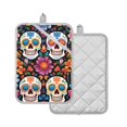 thumbnail image 2 of ALAZA Skulls and Roses Flowers Pot Holders Set of 2 Heat Resistant Kitchen Oven Mitts, 2 of 7