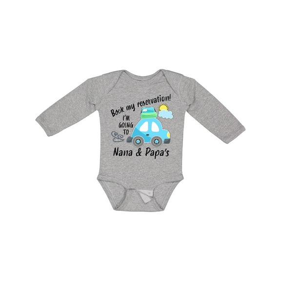 Inktastic Book My Reservation I'm Going to Nana and Papa's Boys or Girls Long Sleeve Baby Bodysuit