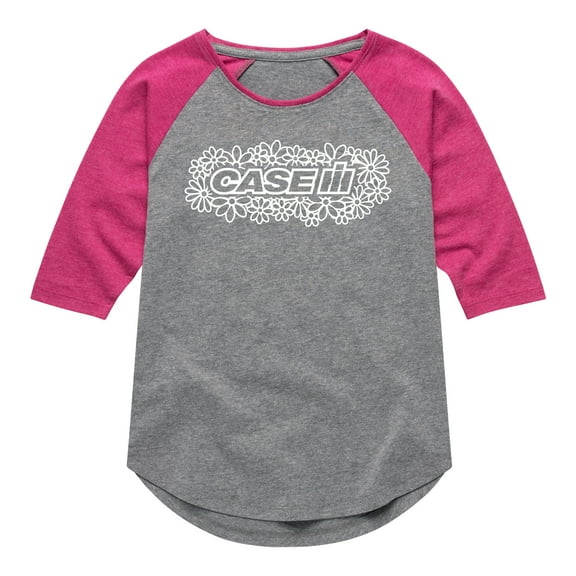 Case IH Flower Logo - Youth Girls Raglan Graphic T-Shirt
