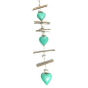 Driftwood Garland Hearts w/ White Stone 40" Turquoise - Cottage Accents | #lis31006100t