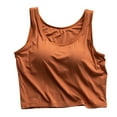 thumbnail image 3 of UPPADA Womens Summer Tank Top Crop Crewneck Camisole Tops with Built in Bra Neck Vest Padded Slim Fit Tank Tops,Tank Top for Women Loose Fit Orange,XXL, 3 of 4