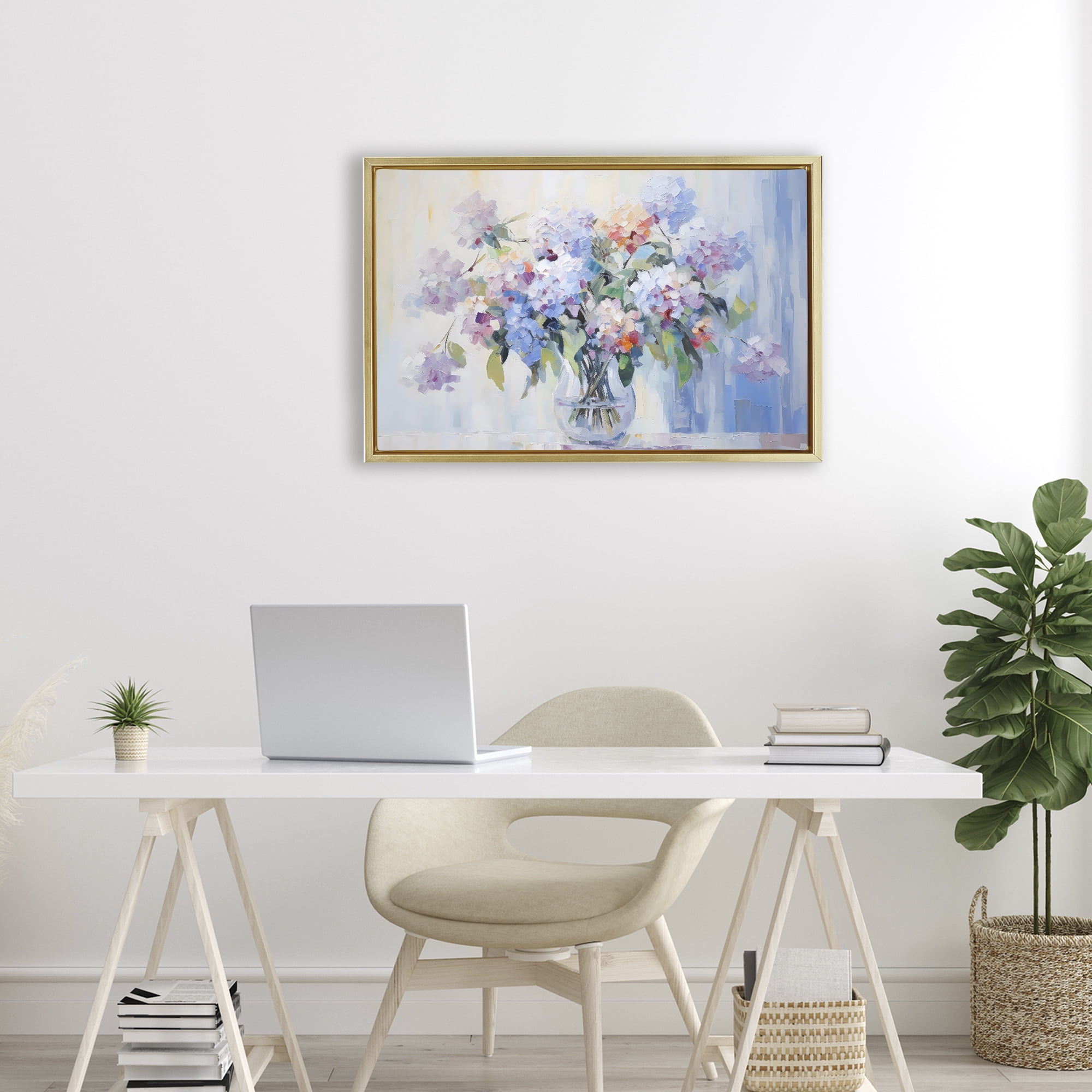 Stupell Industries In Full Bloom Bouquet Gold Framed Floater Canvas Wall Art, design by Creative Studio