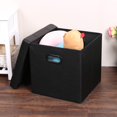 Folding Storage Ottoman Cube Foot Rest Stool Seat PVC Leather 37 x 37 x ...