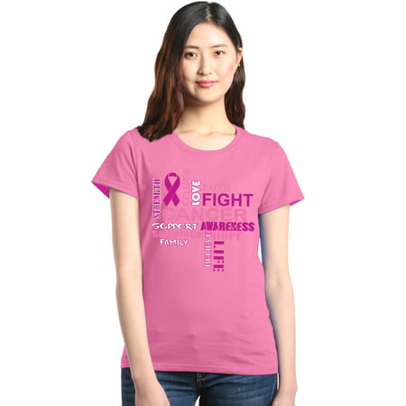 Shop4Ever Women's Breast Cancer Support Fight Ribbon Awareness Graphic (Best Foods To Fight Breast Cancer)